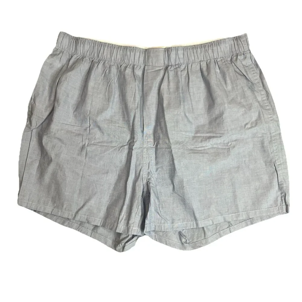 J Crew Boxer Underwear Mens L Blue Cotton Woven Elastic Waist Lightweight BV599
